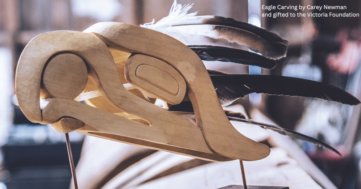 Eagle Carving by Carey Newman and gifted to the Victoria Foundation.