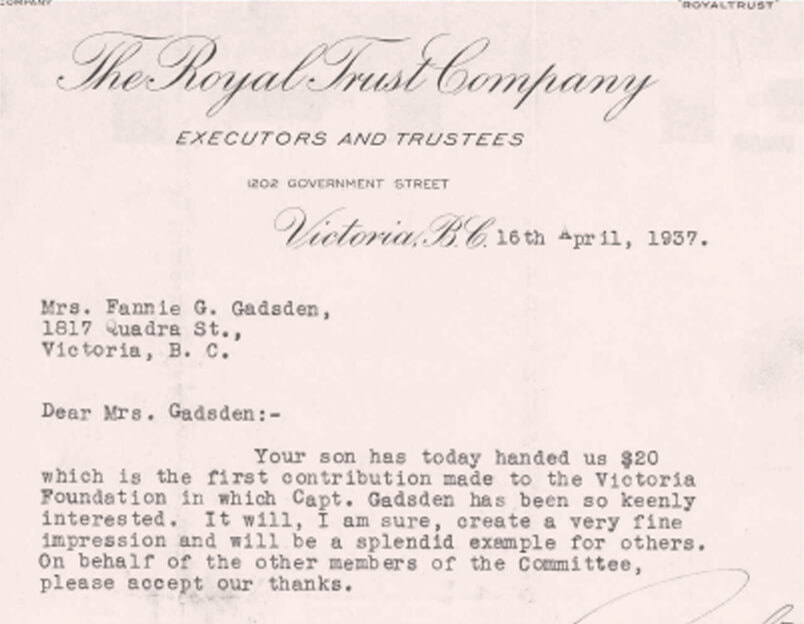 Historical photo - First Donation Thank You Letter