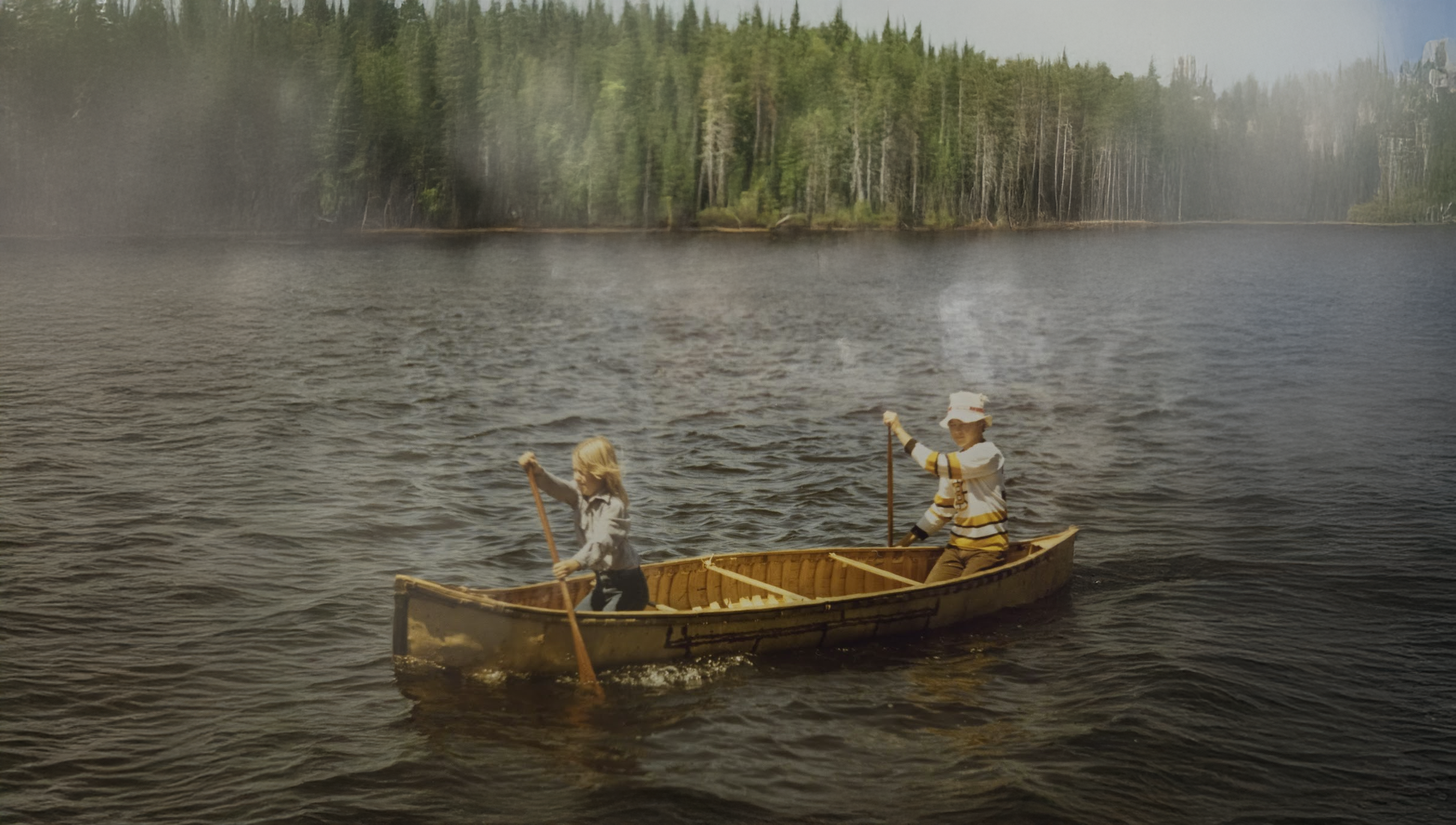 Impact Advisor Jim Hayhurst in childhood canoe. 