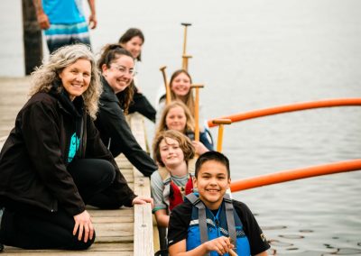 Bayside students in canoe