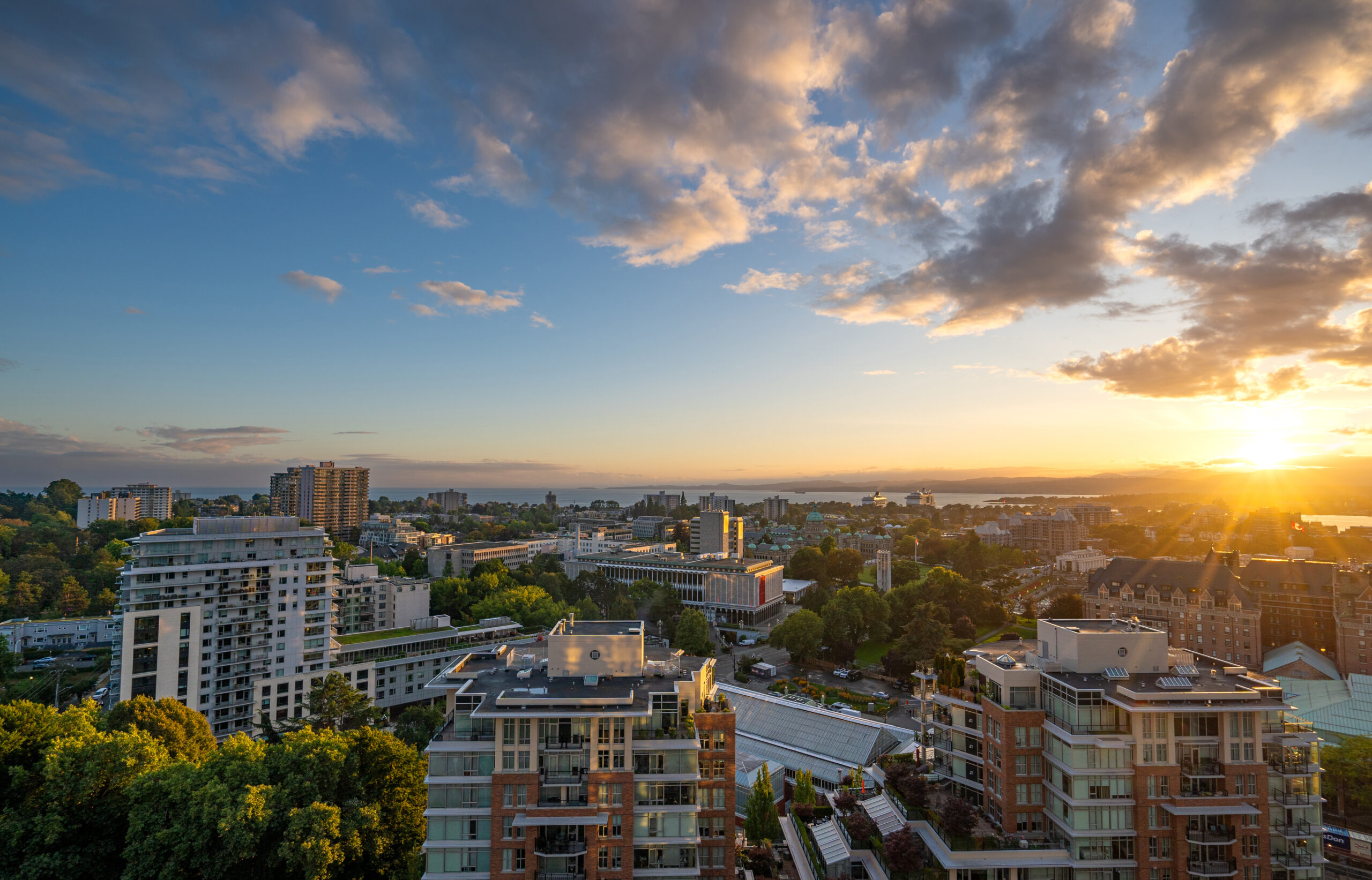 Beautiful Vibrant Sunset Over Capital Building and Harbour of Canada’s Garden City aka Victoria British Columbia Victoria Foundation building